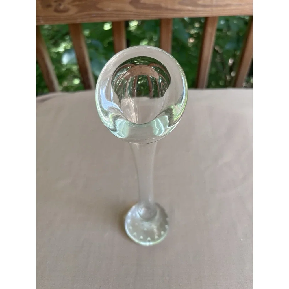 Vintage Hand Blown Glass Bud Vase Controlled Bubble Base 9.5